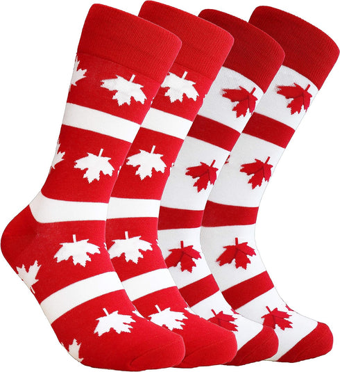 Maple Leaves Canada Unisex Men Women Fun Dress Casual Crew Funny Novelty Socks